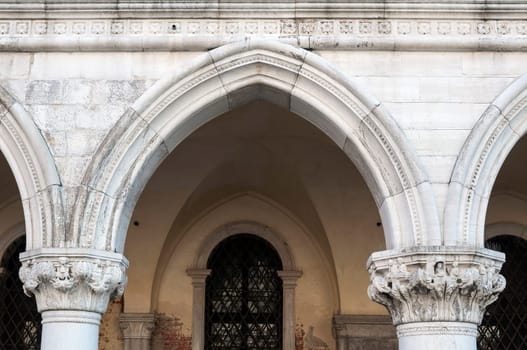 Detail of Venetian architecture, Palazzo Ducale, Venice, Italy.