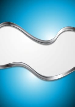 Abstract blue background with metallic wave