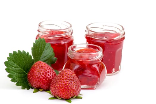 Strawberry jam with fresh strawberries
