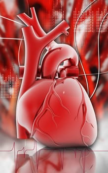 Digital illustration of heart in colour background