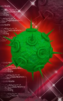 Digital illustration of HIV Virus in colour background