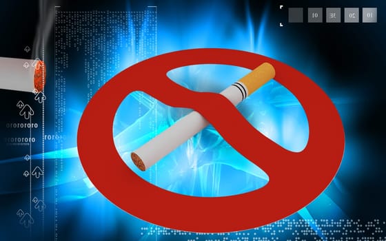 Digital illustration of No smoking in colour background