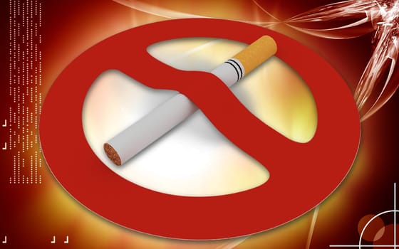 Digital illustration of No smoking in colour background