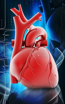 Digital illustration of heart in colour background