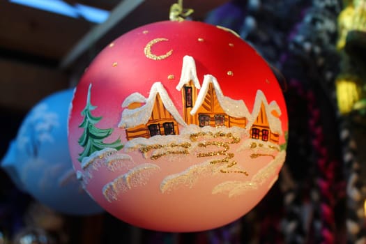 Christmas market in Prague with hand made balls