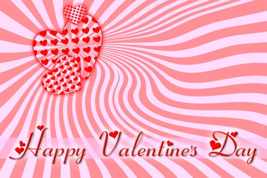 Greeting card for Valentine's Day, in red and pink, with a space for text