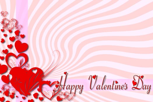 Greeting card for Valentine's Day, in red and pink, with a space for text
