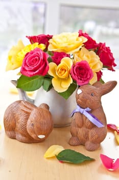 Little bunnies and fresh flowers for Easter