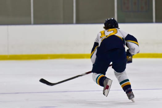 Female ice hockey player playing in a game