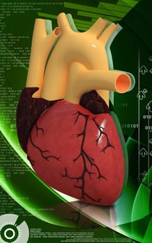 Digital illustration of heart in colour background