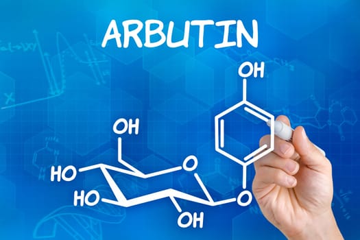Hand draws chemical structural formula of arbutin