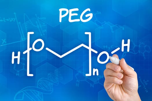 Hand draws chemical structural formula of PEG