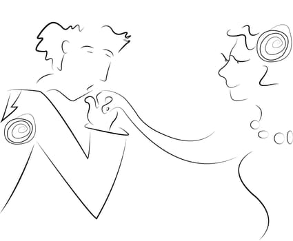 Vector bride and groom cartoon sketch