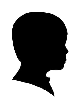 two years old baby boy head silhouette, vector