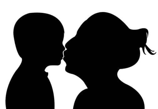 mother kissing her baby, vector