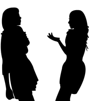 two girls talking, vector