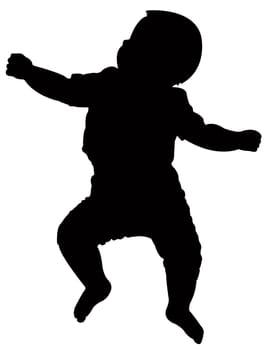 sleeping baby (flat on his back) silhouette, vector