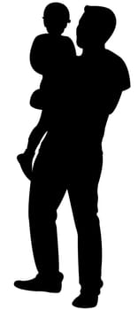 father and baby together, silhouette vector