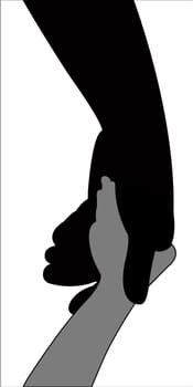 daddy's hand holding boy's hand, vector