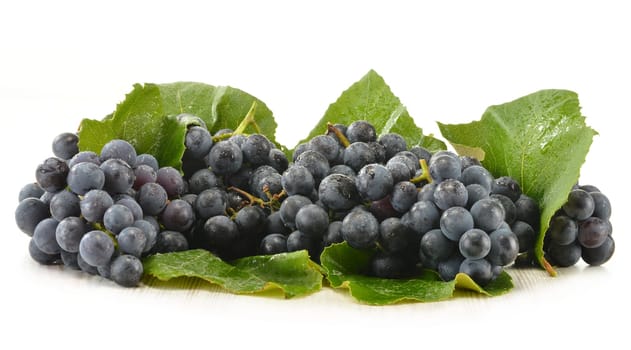 Bunch of fresh red grapes isolated on white