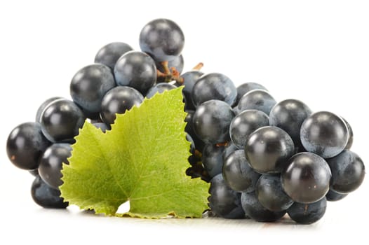 Bunch of fresh red grapes isolated on white