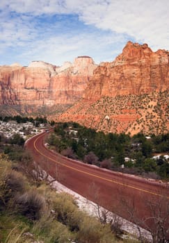 Beautiful overlook down on the road back into Zion National Park