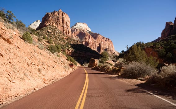Beautiful overlook down on the road back into Zion National Park