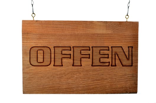 Open wooden sign open door sign.