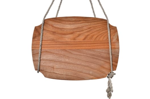 old wooden sign hangs knitting rope