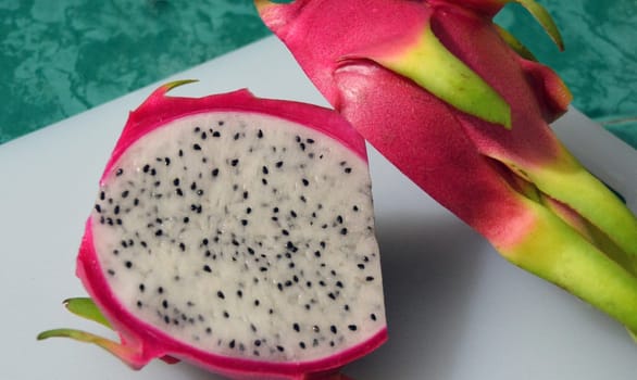Halved pitahaya