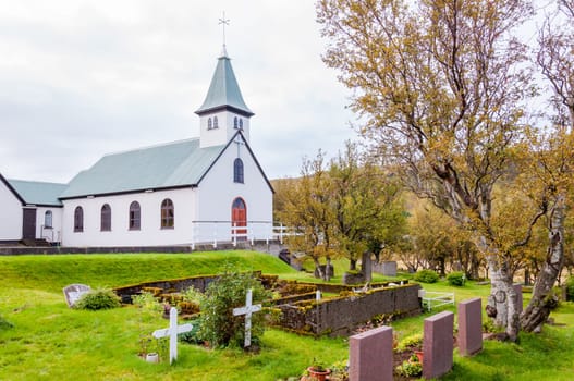 Cemetery and church in Iceland