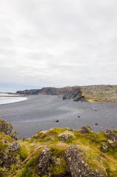 Icelandic beach with black lava rocks, Snaefellsnes peninsula, Iceland