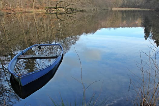 Full blue fishing boat