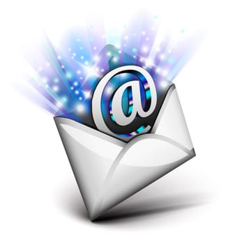 Email radiating with blue rays