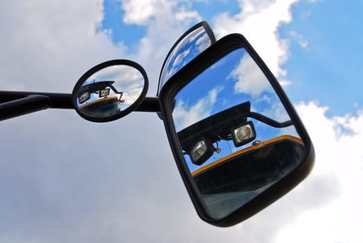Rear-view mirror on the truck