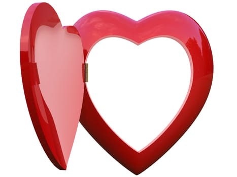 Open Box Heart-shaped text to insert photographic, with clipping path