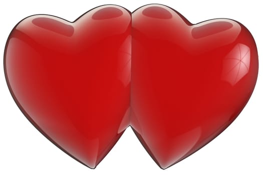 two hearts joined with clipping path