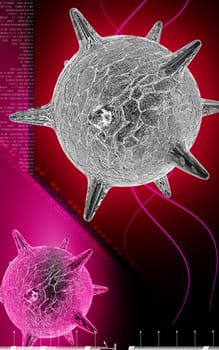 Digital illustration of herpes virus in colour background