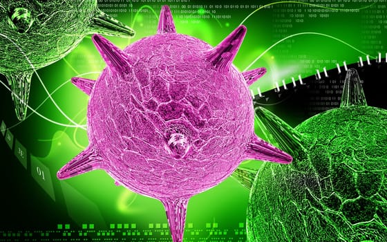 Digital illustration of herpes virus in colour background