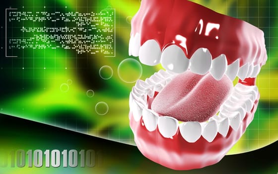 Digital illustration of Mouth in colour background