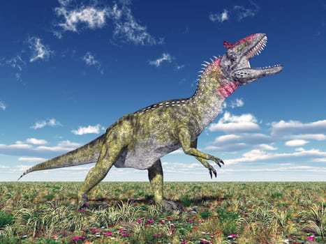 Computer-generated 3D illustration with the dinosaur Cryolophosaurus