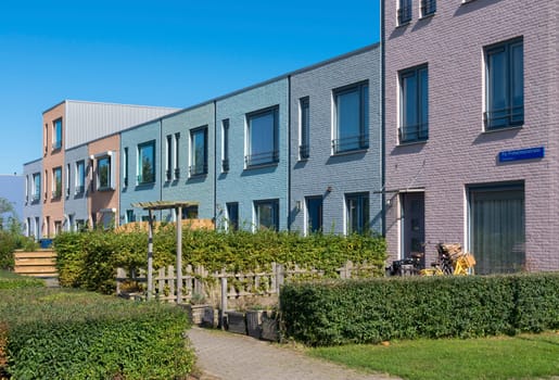 modern colorful houses in almere, netherlands