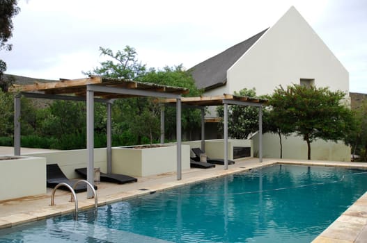 A safari lodge swimming pool in Africa