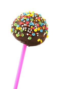 Cake pop,decorated candy against a white background