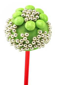 Cake pop,decorated candy against a white background