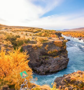 Hraunfossar is a very beautiful Icelandic waterfall in the west of the island.