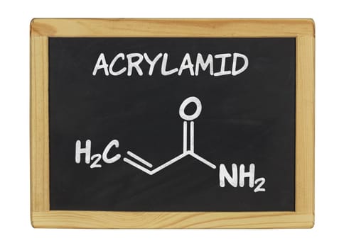 chemical structural formula of acrylamide on a slate