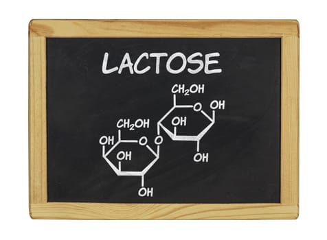 chemical structural formula of lactose on a slate