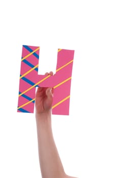 A Person Holding a Colorful H, Isolated