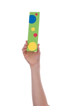 A Hand Holding a Colorful I, Isolated